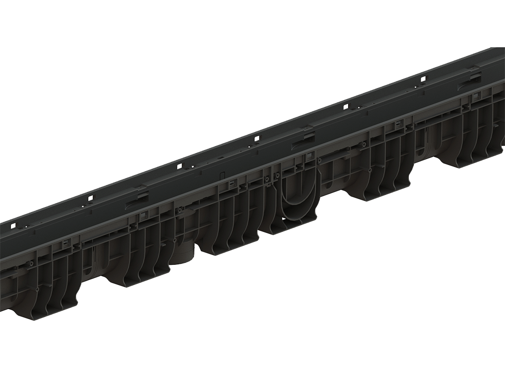 Лоток водоотводный пластиковый BASE DN100 H200 с решеткой щелевой стальной оцинкованной A15